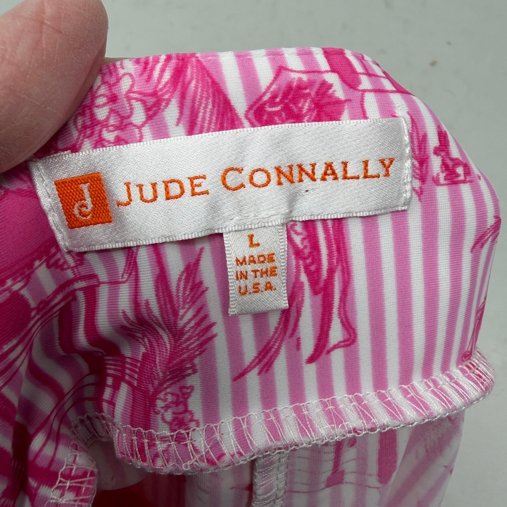 Jude Connally Pink White Chinoiserie Pagoda Stripe Skort Large Golf Tennis - Picture 3 of 10